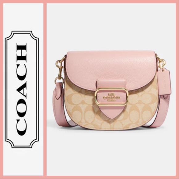 💖 NWT COACH SADDLE BAG IN PINK AND SNAKE-EMBOSSED LEATHER - Picture 3 of 14